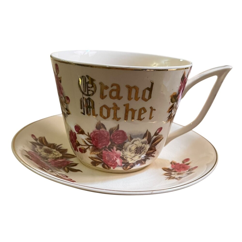 VTG Japan Grandmother Floral Gilt Cottage Granny Core Tea / Coffee Cup & Saucer